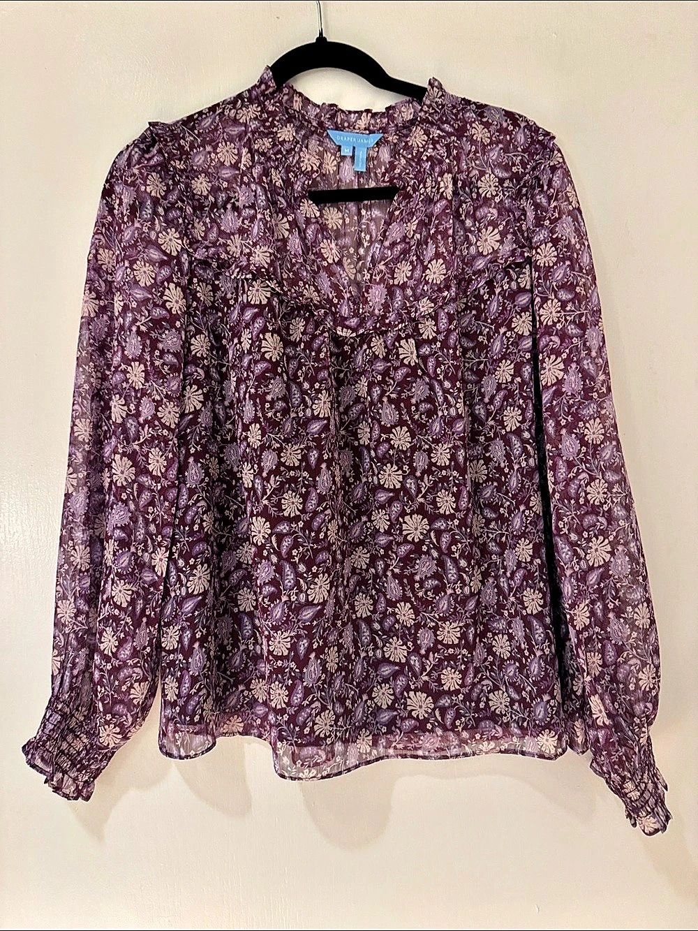 Draper James Floral Blouse in Purple Size Medium Like New